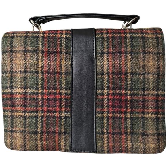 MUCROSS WEAVERS Irish Tweed Wool green & red Fiona Top Handle Crossbody - Picture 4 of 16